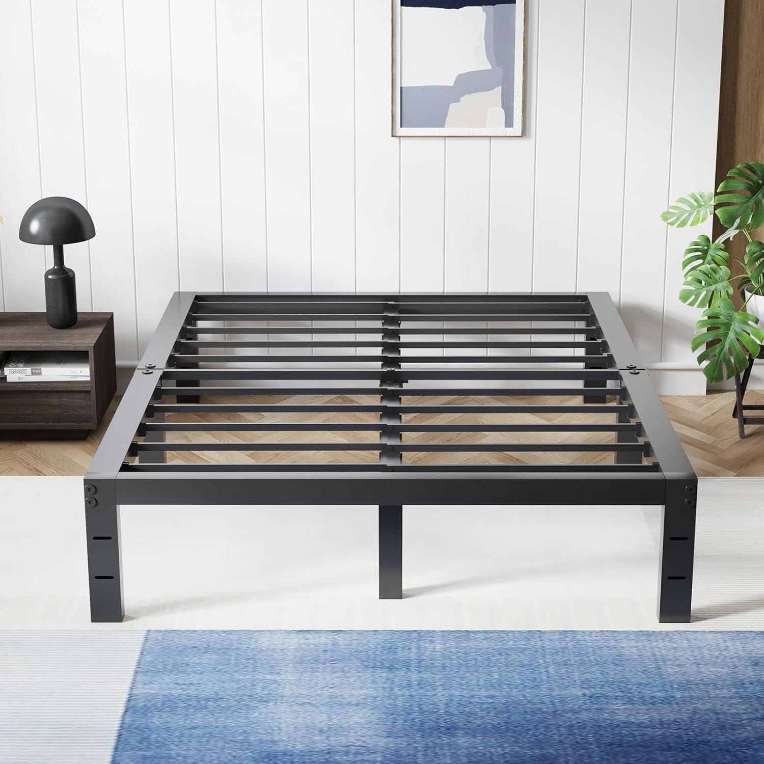 Avenco Metal Platform Bed Frame Queen Size 12 Inch – Noise Free Quiet Design, Heavy Duty Steel Support, Under Bed Storage, Easy Assembly, No Box Spring Needed 12 Inch Queen Black