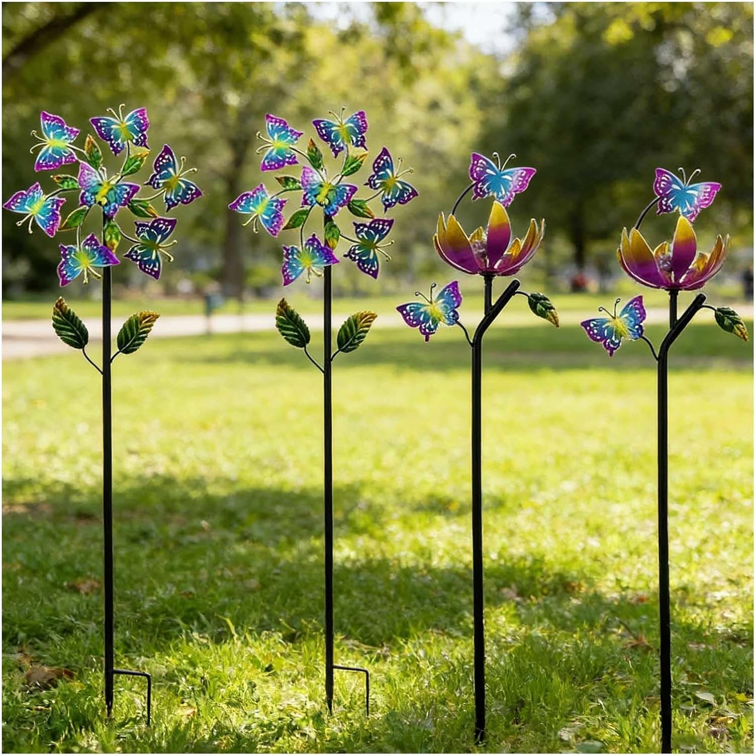 Wind Spinners, 46 inch/117cm Garden Whirligig Spinners 360° Metal Windmill, Windspinners for Outdoor Patio Lawn Yard and Garden Decor,A+B（4Packs）