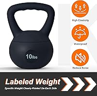 Vista 6 de soges Pesa rusa de PVC de una pieza con asas anchas, pesas rusas de entrenamiento de fuerza de 5 libras a 35 libras opcionales para mujeres