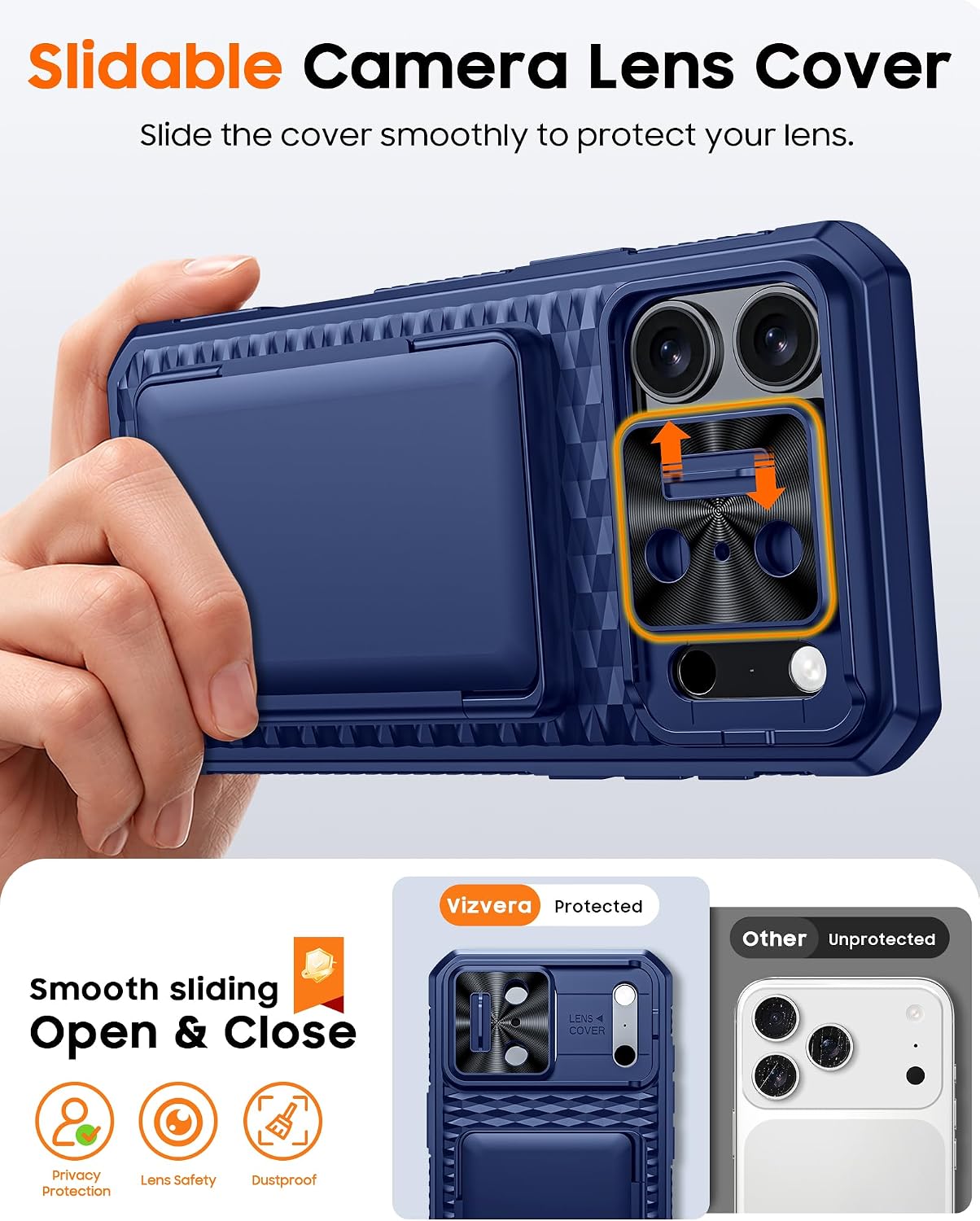 Vizvera for iPhone 18 Pro Max Case,Card Holder RFID Wallet