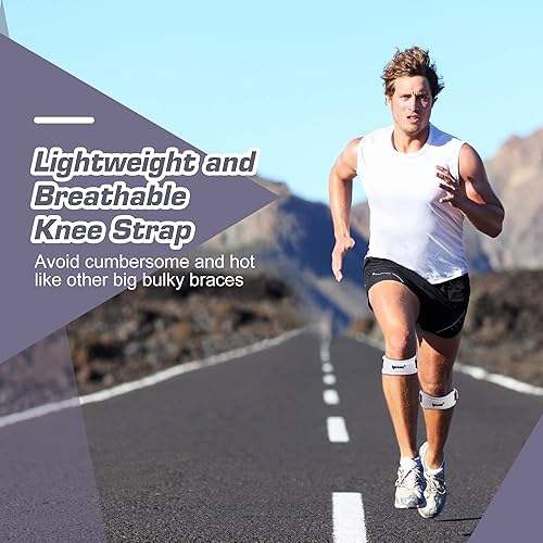Miniatura 5 de IPOW Paquete de 2 correas para aliviar el dolor de rodilla y estabilizador de rótula, soporte para senderismo, fútbol, baloncesto, correr, puentes