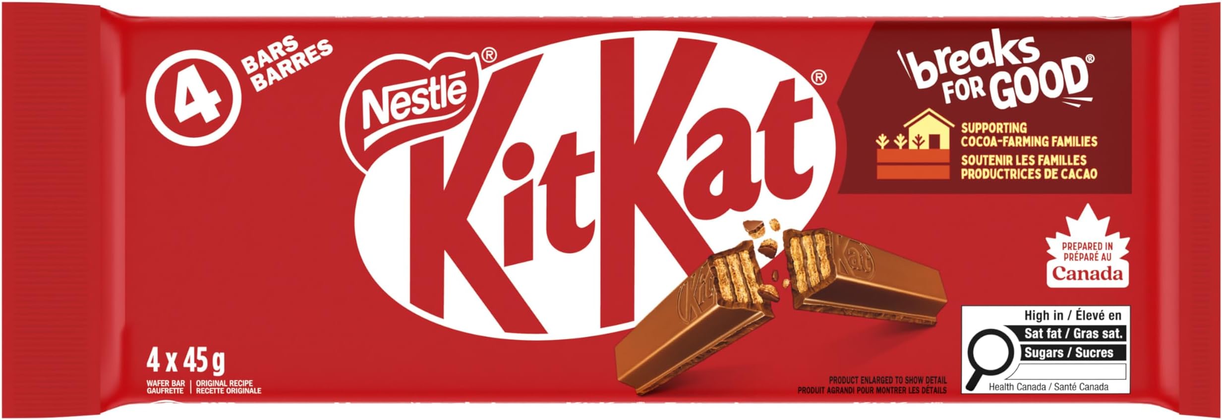KIT KAT 4 Finger, 4x45g, Multipack (packaging may vary)