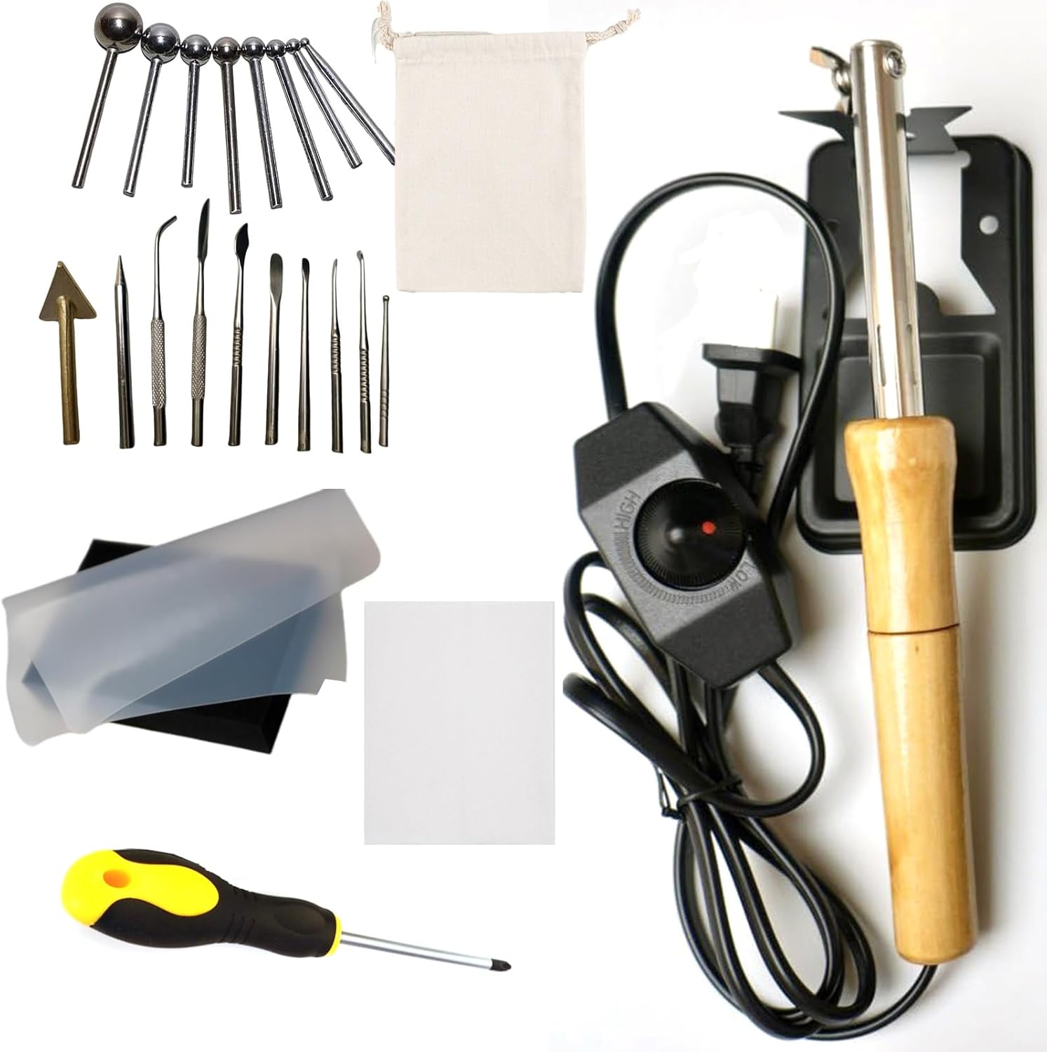 Fabric Flower Maker Kit, Adjustable Temperature, Electric Artificial Flower Ironing Machine, with 18 Ironing Heads, DIY Petal Modeling Tools Set, for Corsages, Bouquets, Petals Shaping