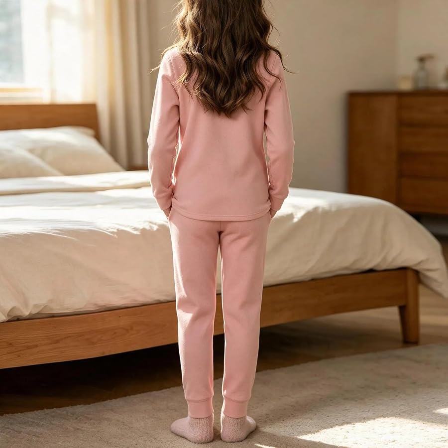 Bekleidungssets Mädchen Fleece Sweatshirt & Girl Freizeithose 2-Teiliges | Jogginganzug Sportanzug Kinder Freizeitanzug Langarmshirt und Jogginghose Zweiteiler Mädchenbekleidung Rosa 140, Bild 4