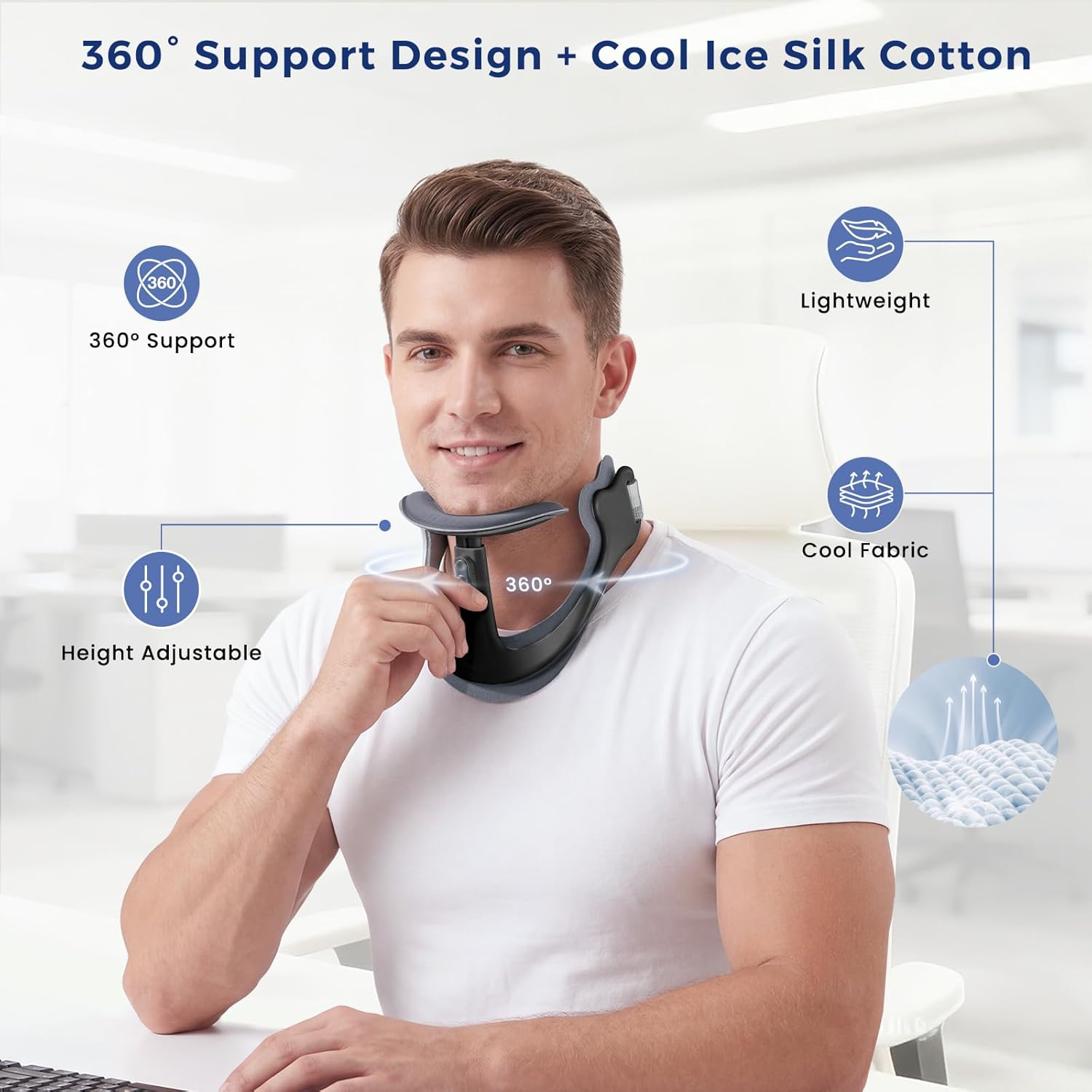 Posture Corrector for Neck & Cervical Spine Alignment - 360° Adjustable Neck Collar with 28 Levels, Memory Foam Support for Pain Relief, Tech Neck, Hump & Forward Head Posture (Black, X-Large)