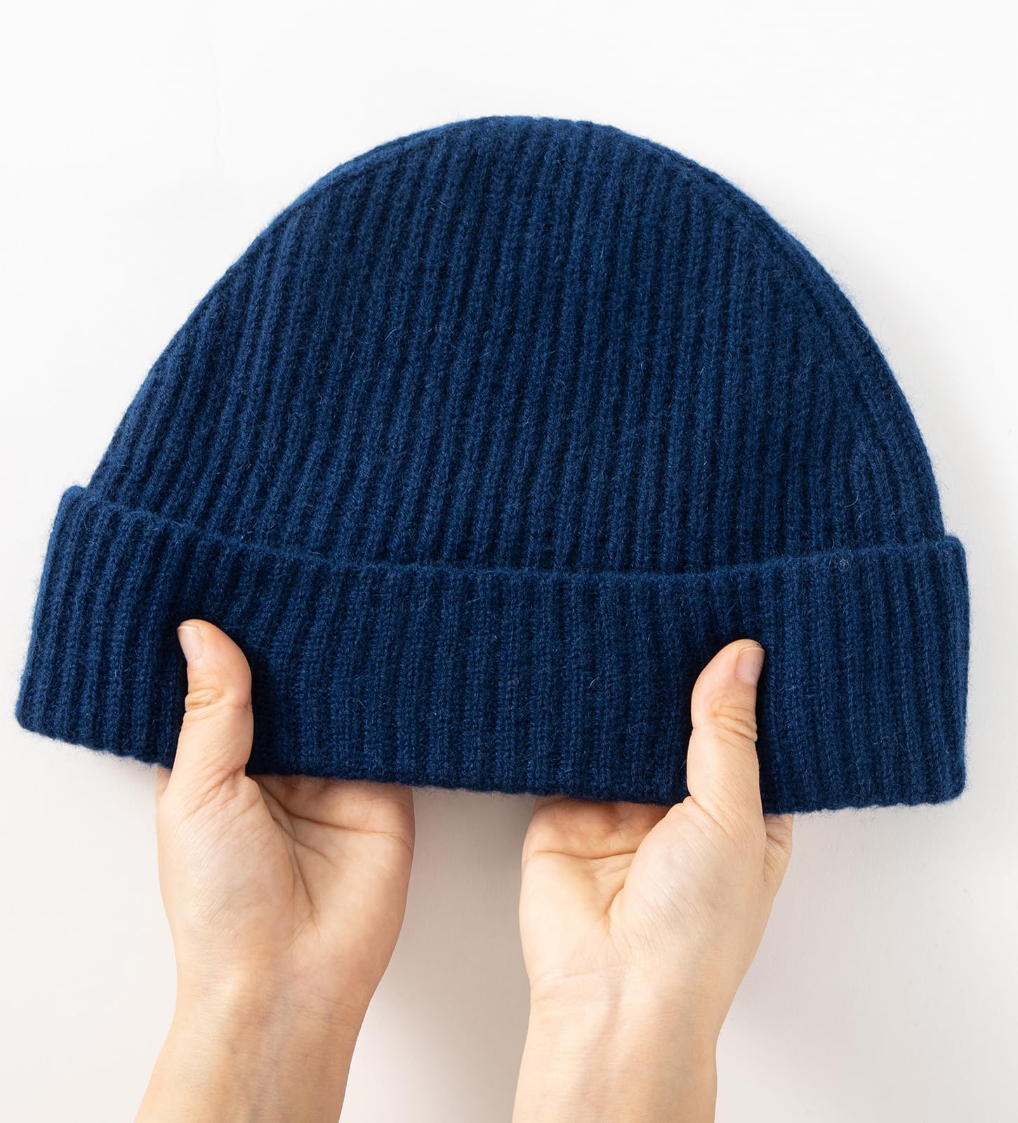 Villand Gorro acanalado 100% cachemira con puños para hombre, gorro de esquí de invierno ultra suave para hombre