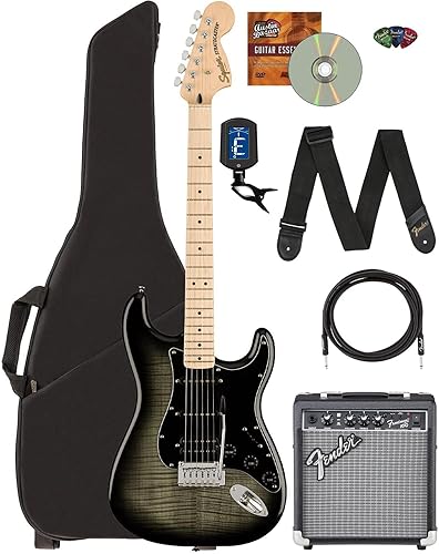 Miniatura 113 de Fender Squier Affinity Stratocaster - Paquete azul Lake Placid con amplificador Frontman 10G, estuche, afinador, cable de instrumento, correa, púas