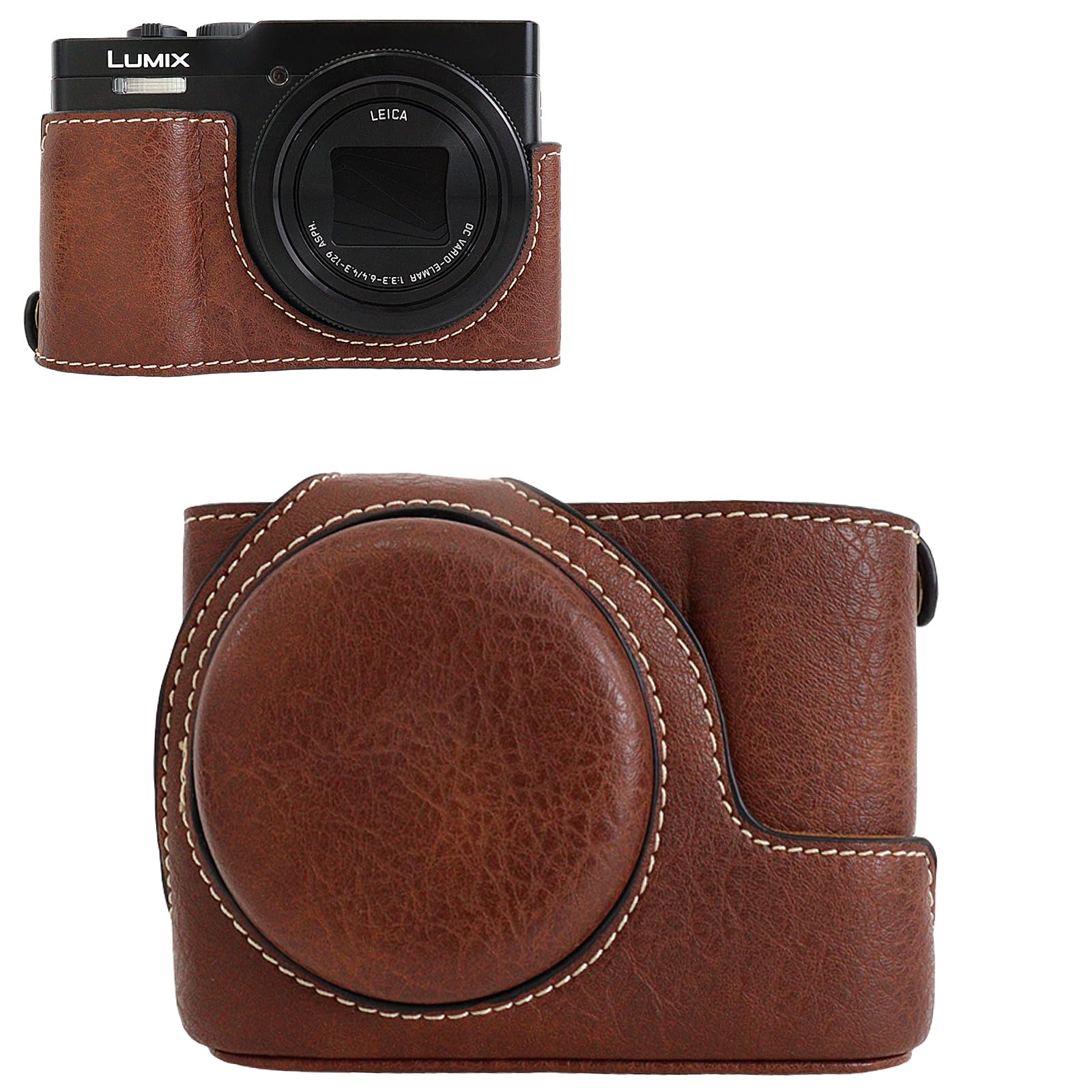 Rieibi TZ99 Custodia per fotocamera, custodia in pelle PU per fotocamera digitale Panasonic Lumix DC-TZ99, custodia protettiva staccabile con tracolla regolabile, custodia di bellezza