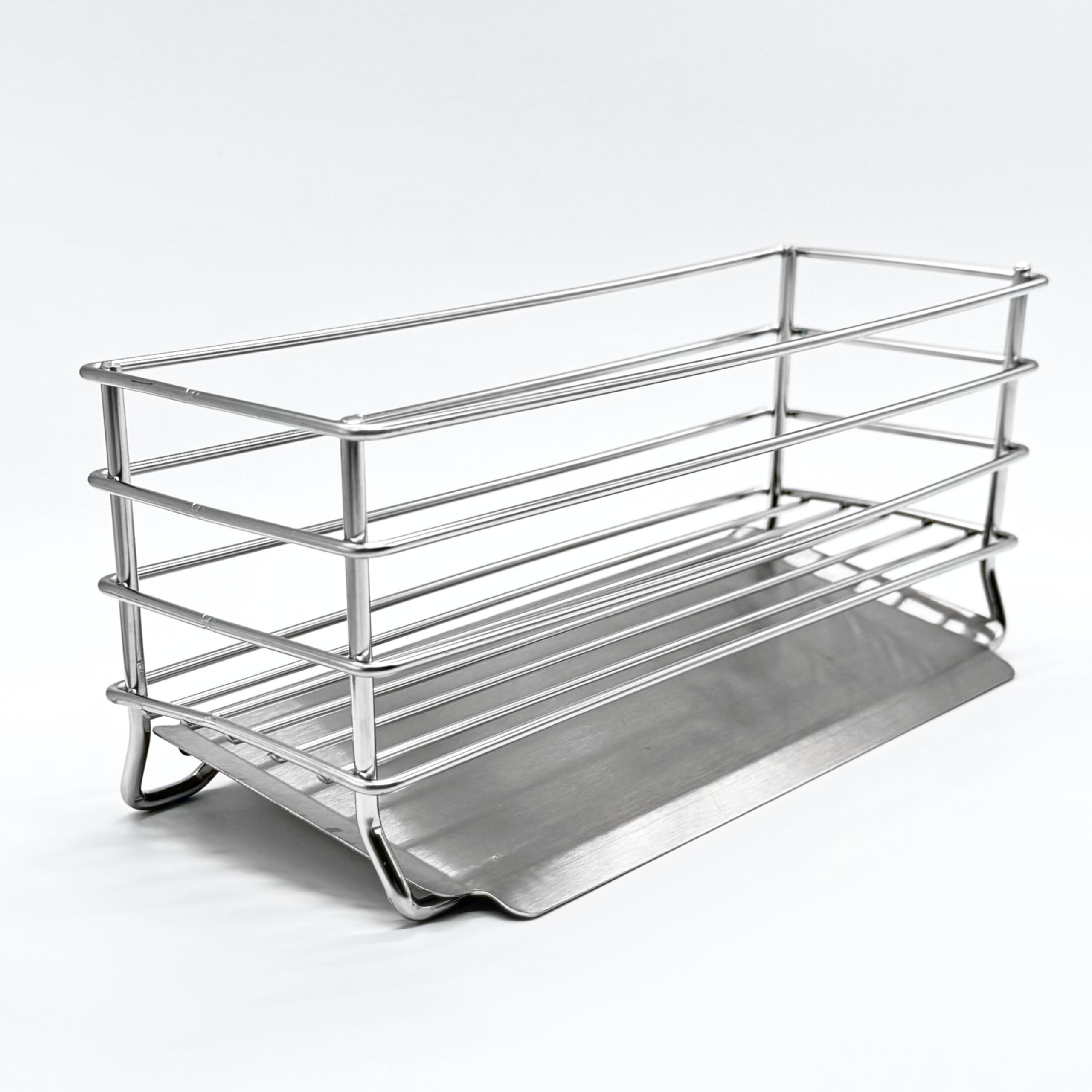 Photo 1 of ohsoborn Sponge Holder for Kitchen Sink with Drip Tray | 304 Stainless Steel Sink Caddy | Kitchen Sink Organizer and Kitchen Sponge Holder | Rust Resistant Steel Frame Dish Caddy for Countertop
