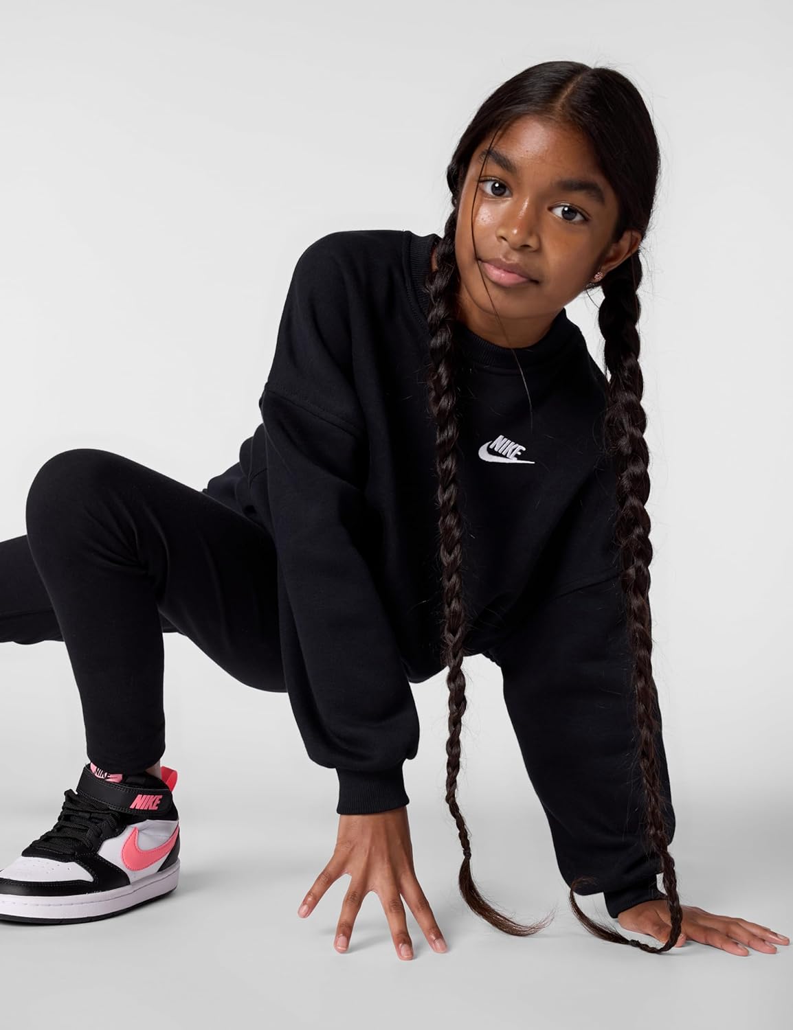 Nike Girls' Sportswear Club Fleece Boxy Crew-Neck Sweatshirt - Image 2