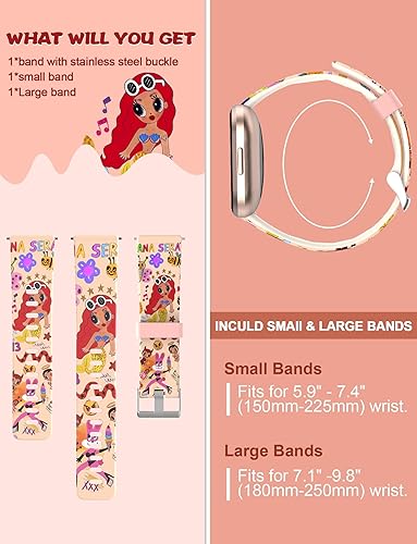 Miniatura 4 de Manana Se-ra Bonito - Correa compatible con Fitbit Versa 2, correas deportivas de repuesto de silicona suave, lindas correas de sirena para reloj