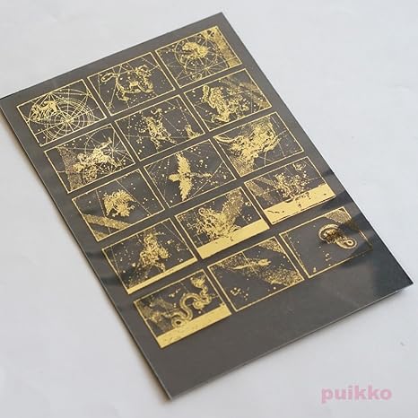 Amazon レジン封入用フィルム 星図書 ウラノメトリア 1 箔押し 金 デコ素材 通販