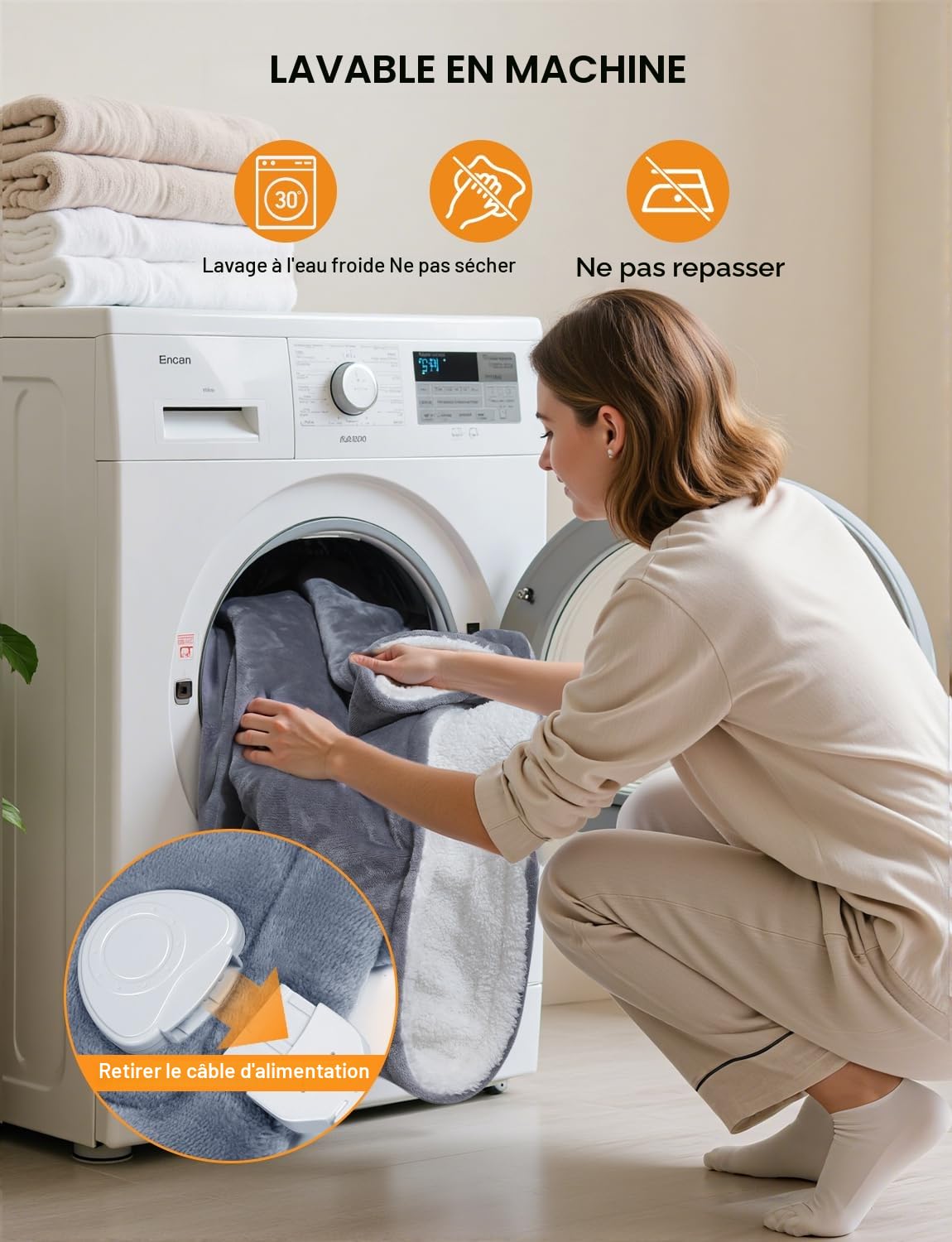 ALLJOY Couverture Chauffante, 180 x 150 cm Extra Grande Couverture Chauffante Éllectrique avec Automatique, 6 Niveaux de Chauffage, 8.5FT Câble d'alimentation, Lavable en Machine Homme Femme