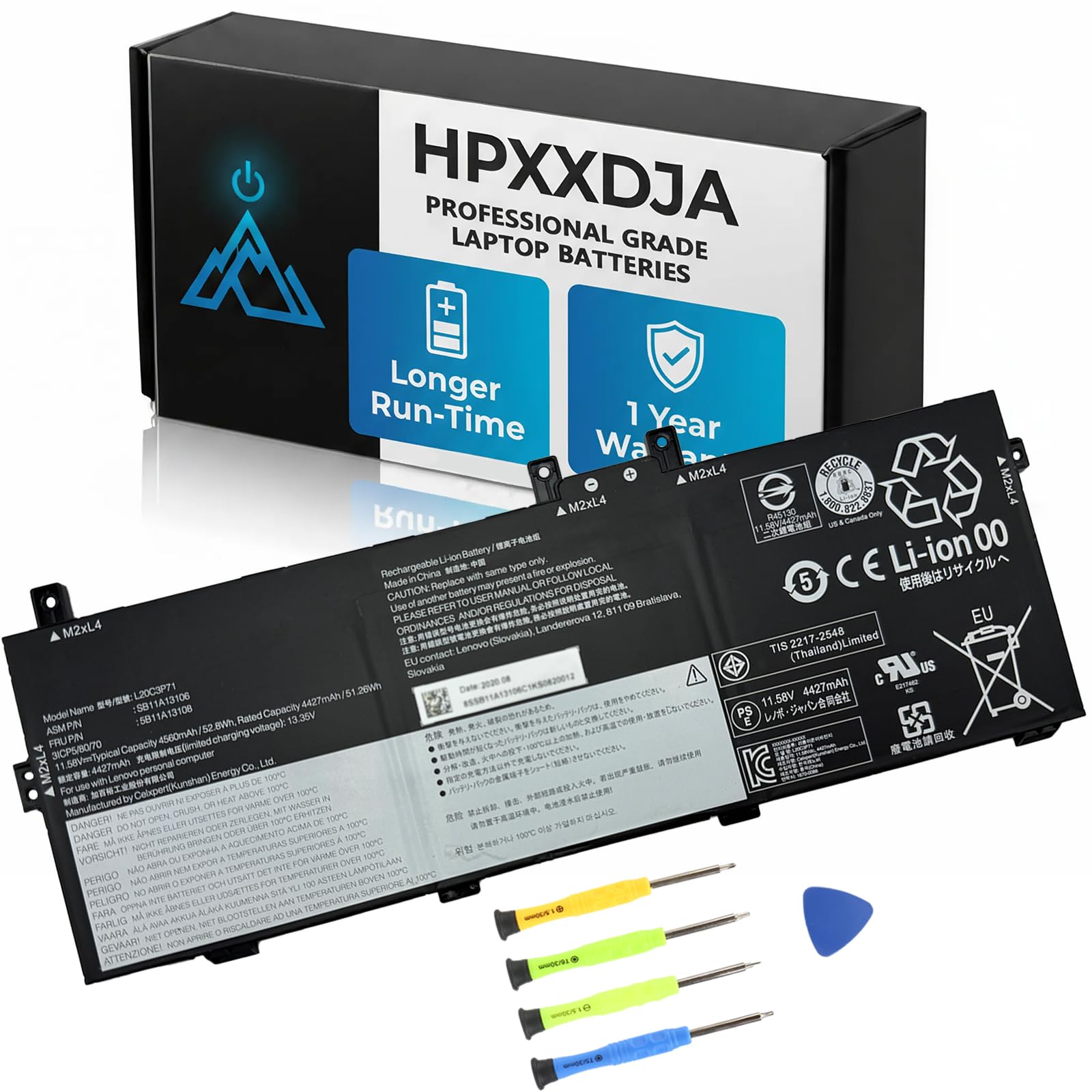 HPXXDJA L20C3P71 Laptop Battery for Lenovo ThinkPad X13 Yoga Gen 2 Gen 3 ThinkPad P16 Gen 1 (21D6/21D7) Series L20M3P71 L20D3P71 L20L3P71 SB11A13106