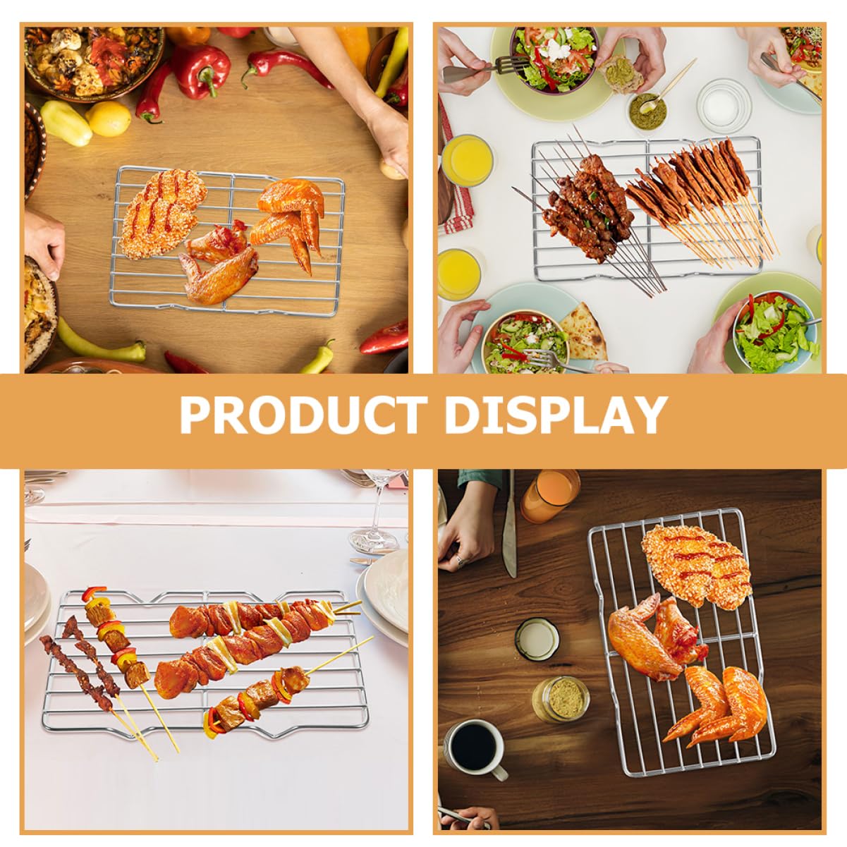 STOBAZA Stainless Steel Baking Rack for Oven Cooking Bbq Grilling Rack with Fine Mesh Design Roasting Rack for Even Heating and Oil Dripping Portable Cooling Racks for Outdoor