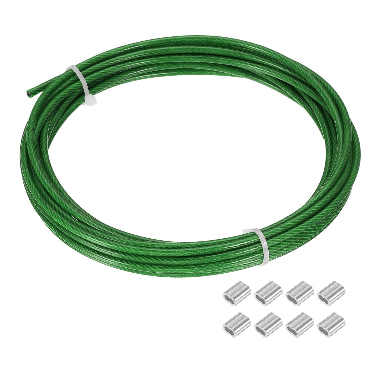 Cable de acero inoxidable 304 PATIKIL con vinilo verde y manguitos M3 8