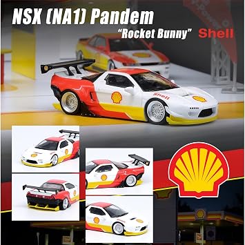 NSX NA1 Pandem Rocket Bunny Red and White with Yellow Accents Shell 1/64 Diecast Model Car by Inno Models IN64-NSXP-SHELL