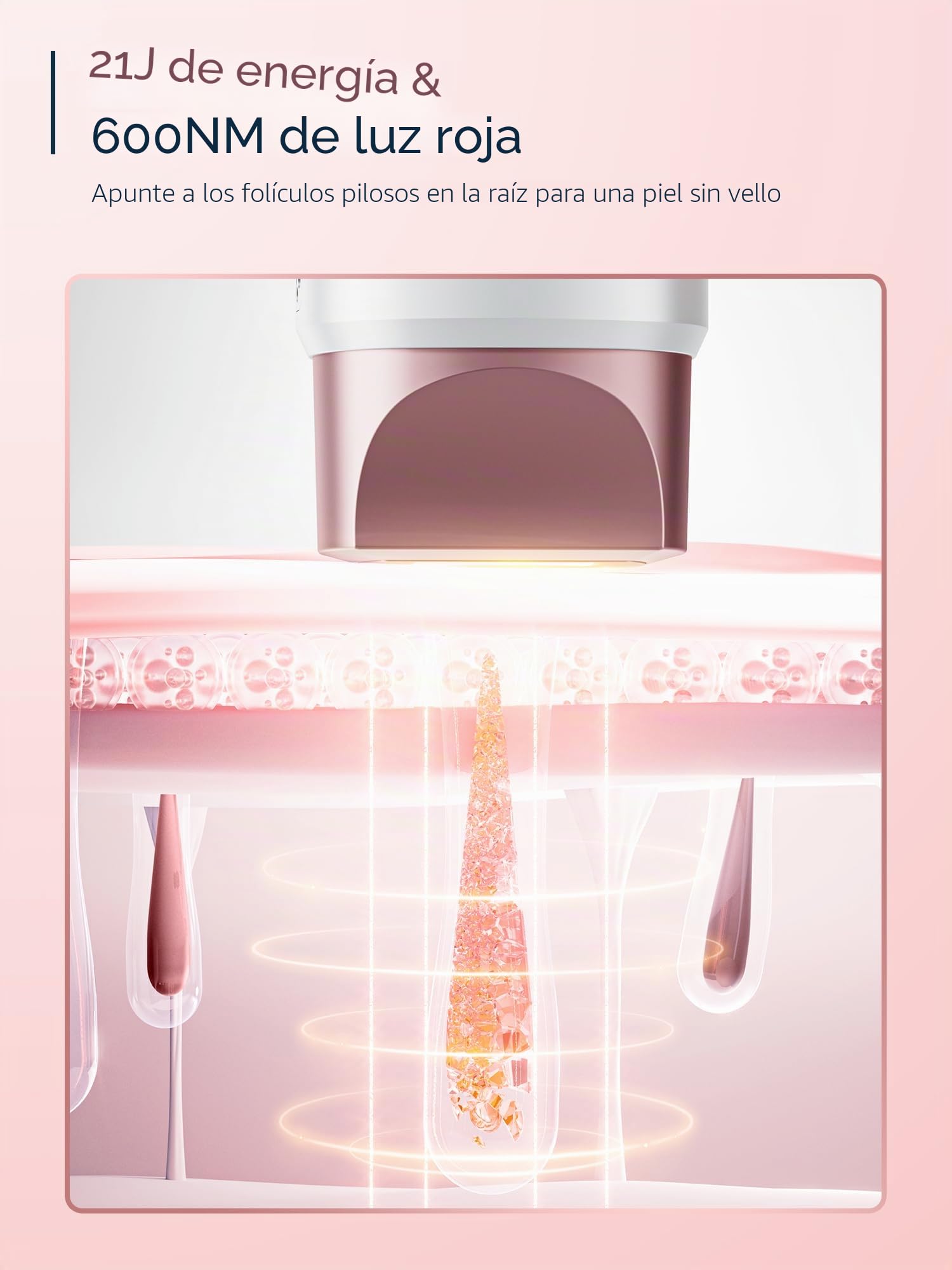 21J Depiladora Laser con Función de Refrigeración, Depiladora Luz Pulsada con 600-1200NM Luz Roja,9 Niveles de Energía, Pantalla Táctil LCD para Mujer y Hombre, Bikini, Axilas, Cara, Cuerpo