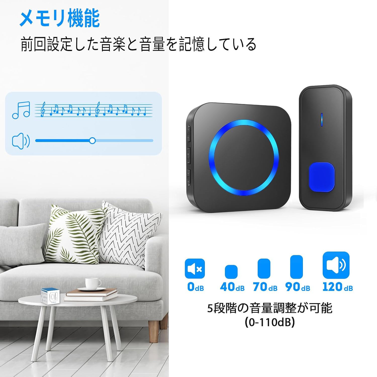 SURFOU Wireless Doorbell Volume and Melody Settings