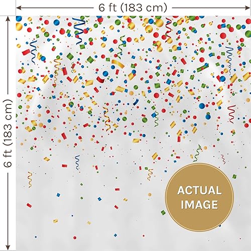 Miniatura 3 de Telón de fondo de cabina de fotos de feliz cumpleaños, decoración de fiesta de confeti colorido para niños y adultos (6 x 6 pies)