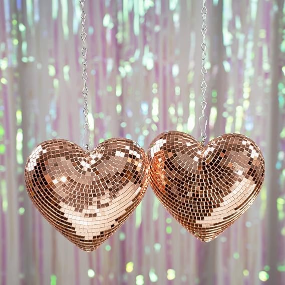 Favation Disco Ball 2 Pack Heart Shaped Disco Balls Rose
