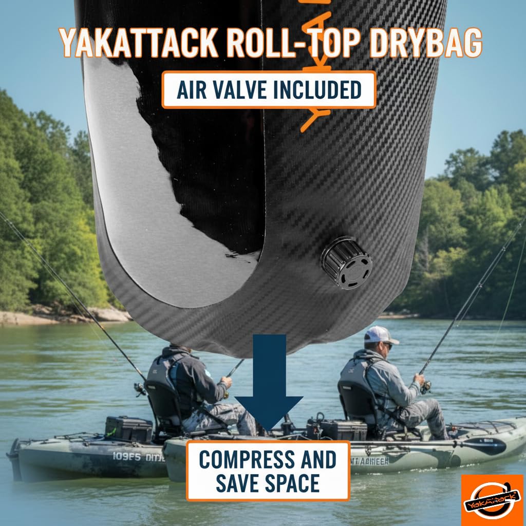 YakAttack 20 l Roll-Top-Trockensack mit Luftventil, Schwarz