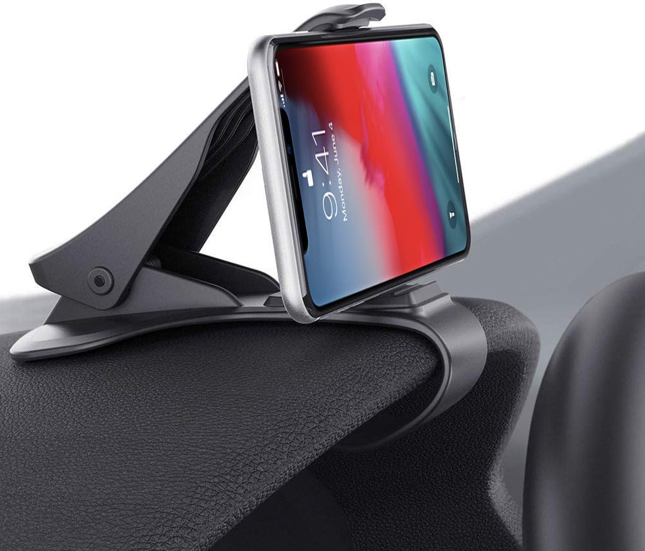 Car Phone Holder Clamp Arm Car Mount Dashboard Mobile Clip Stand HUD Design Compatible for iPhone Xs,X, 8, 8 Plus, 7, 7 Plus, Samsung Galaxy S9,S8, S8 Plus, S7, Note 9 Edge and More(3.0-6.5inch)