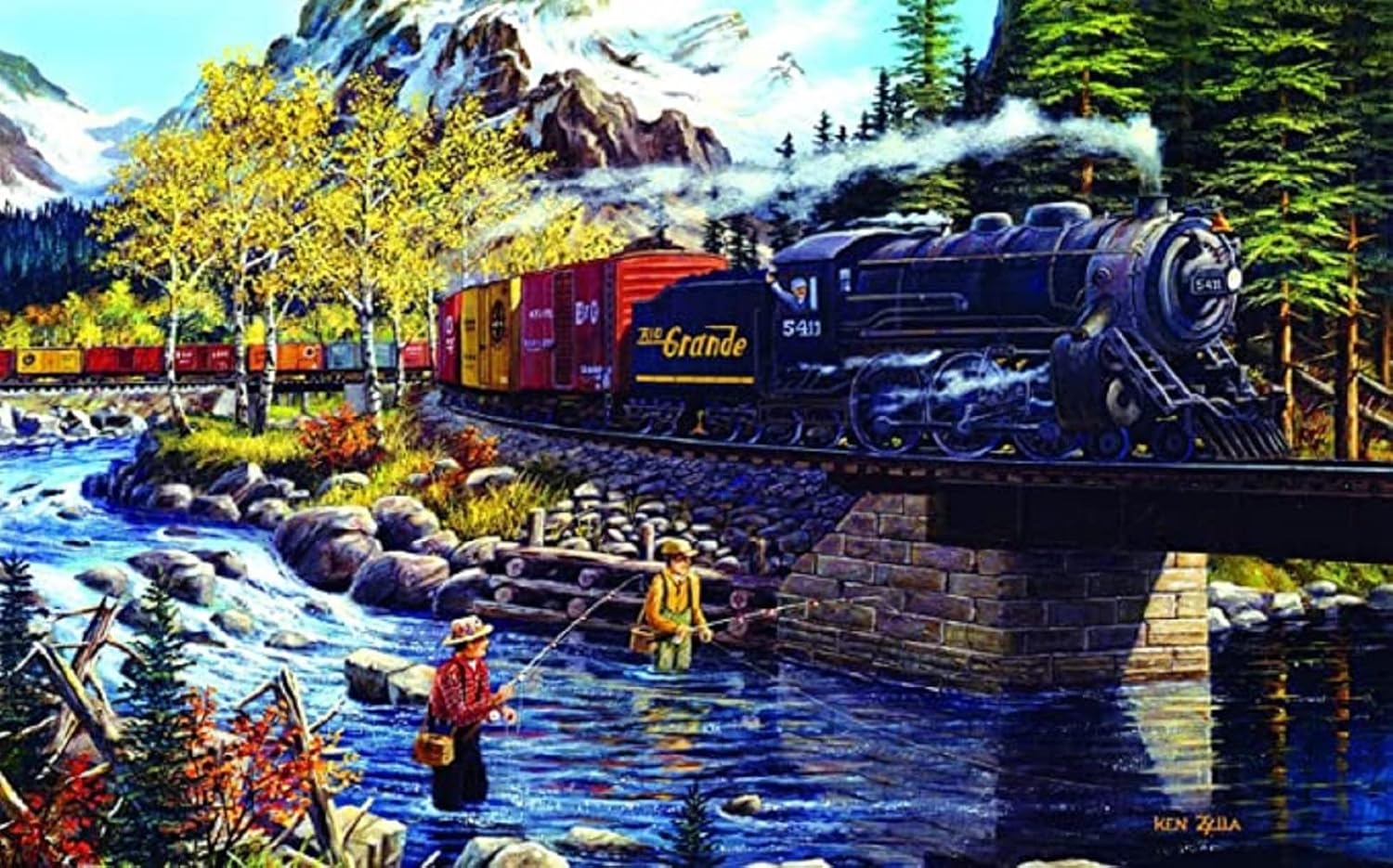 SUNSOUT INC - Cascade Run - 550 pc Jigsaw Puzzle by Artist: Ken Zylla - Finished Size 15" x 24" - MPN# 39917