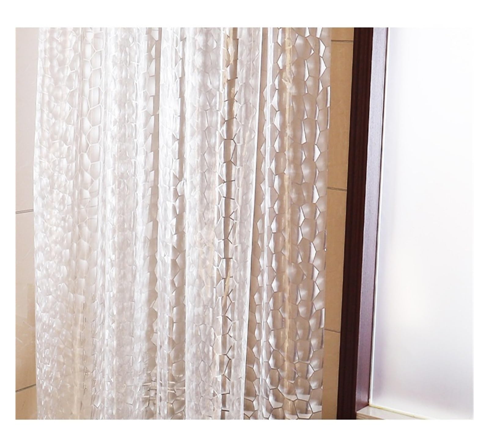 Rideau de douche transparent avec 12 crochets - 180 x 180 cm