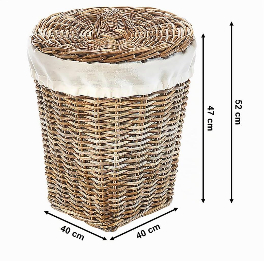 Kobolo Wäschebehälter Wäschetonne Wäschesammler KUBUS - Rattan - grau - 40x40x47 cm