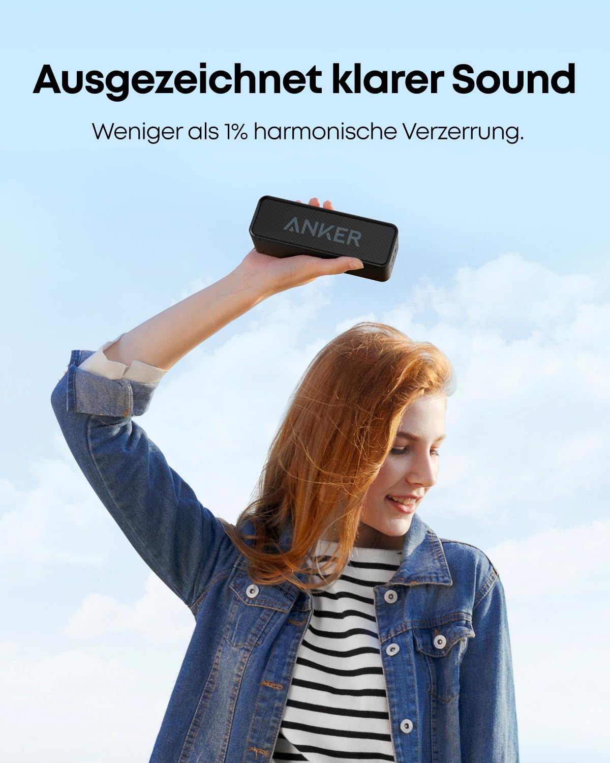 Upgrade, Anker soundcore Bluetooth Lautsprecher, IPX5 Wasserschutz, Stereo Sound, 24h Akkuleistung, kompakter kabelloser Lautsprecher für iPhone, Samsung und mehr