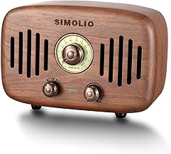 SIMOLIO Vintage Radio Retro Bluetooth Speakers, Loud and Powerful 2x8W Ultimate Stereo Sound, Nature Black Walnut Wooden Speaker with FM Radio & AUX, Bluetooth CSR Chip, HD Sound and Bass, Gift Ideas
