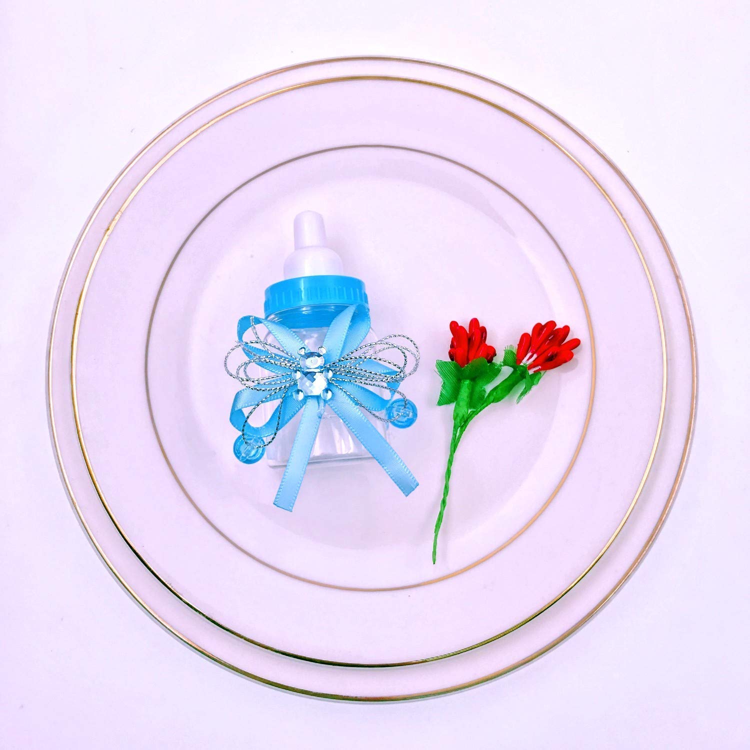 24 Blaue Baby-Fläschchen Geschenkboxen – Süßigkeitenbehälter Für Babyparty, Taufe, Kindergeburtstag