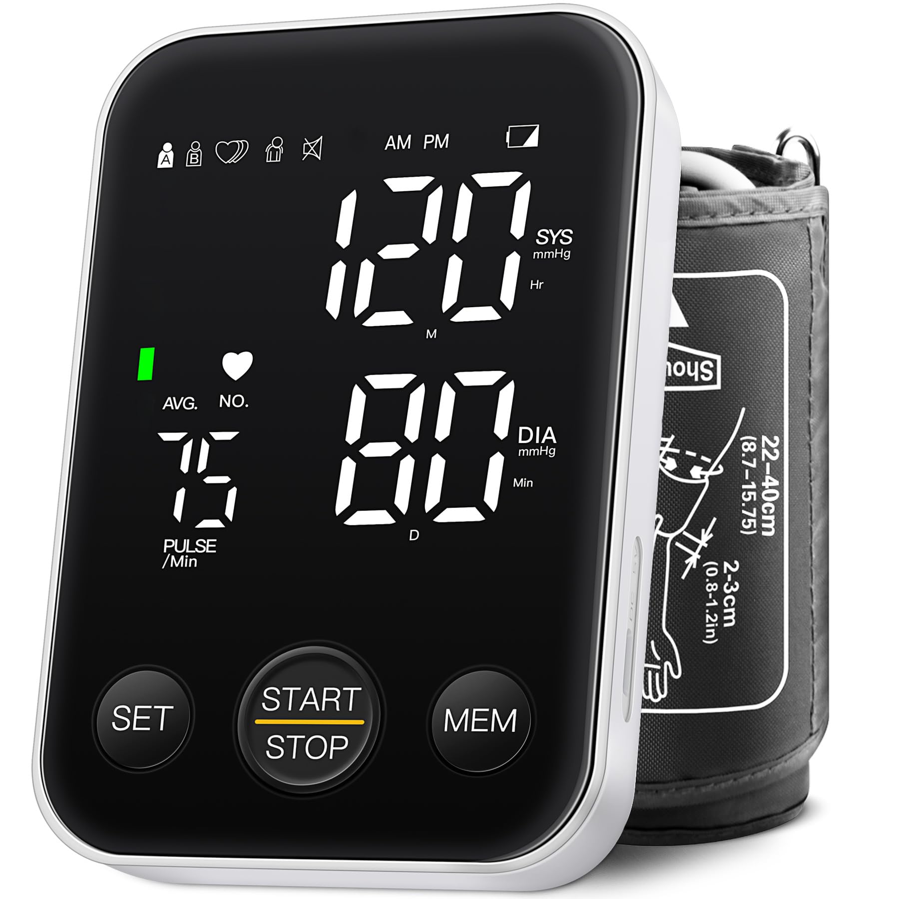 Blood Pressure Monitor Upper Arm Machine 240 Memory for Home Use Black