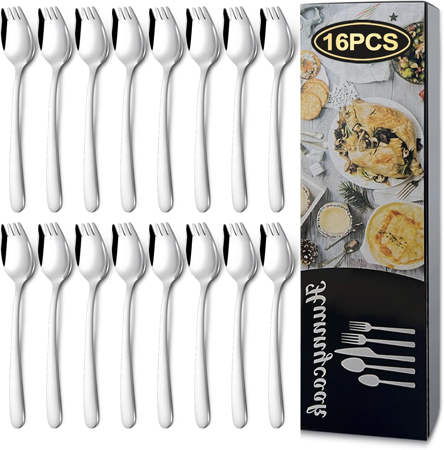 Hunnycook 16Pack Sporks, 7.2 Inch Sporks Stainless Steel