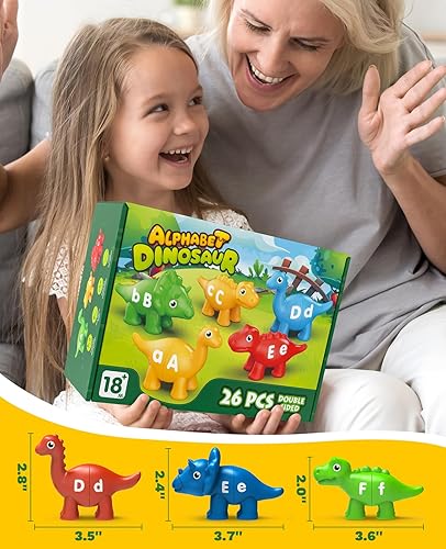 Miniatura 7 de 26 piezas de juguetes de aprendizaje del alfabeto de dinosaurios para 18M+, juguetes educativos Montessori para niños de 3, 4, 5 años, actividades