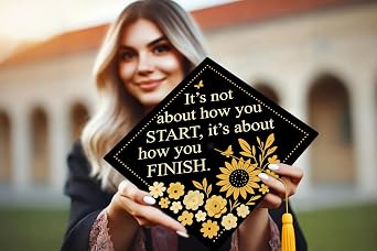 ADVANSYNC It's Not About How You Start Graduation Cap Topper