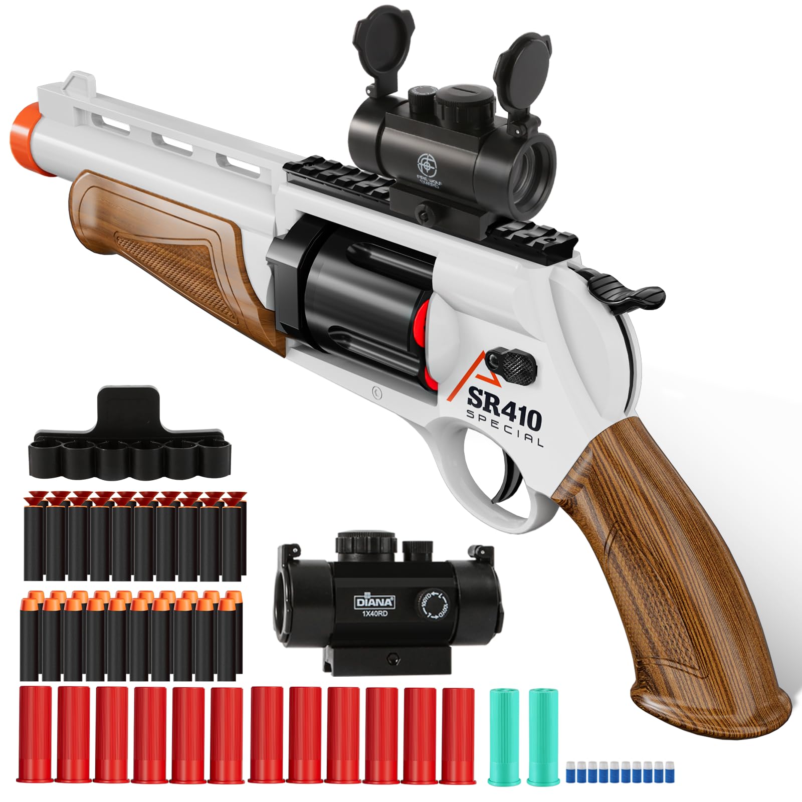 Toy Guns for Boys, Shotgun Foam Blaster, Enhanced Revolver Children Outdoor CS Soft Bullet Toy Rifle, Birthday Xmas Gift for Kids Age 8+ (Brown)