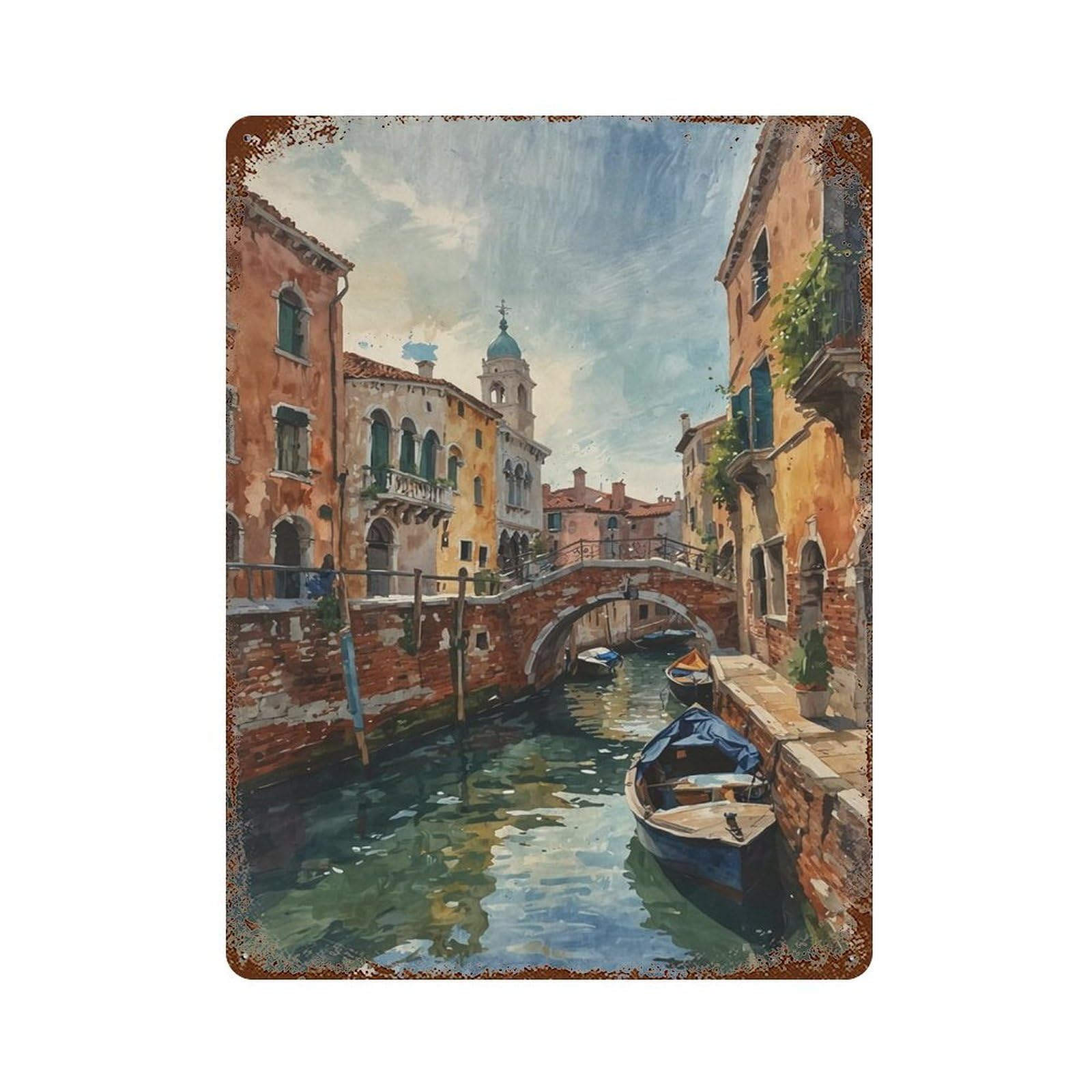 xiaoxiaoshen Vintage Landmark Italian Canal Wall Decor Art Metal Tin Poster Modern Home Decor Art Home Bar Shop Decorations Vintage Sign 40x30cm