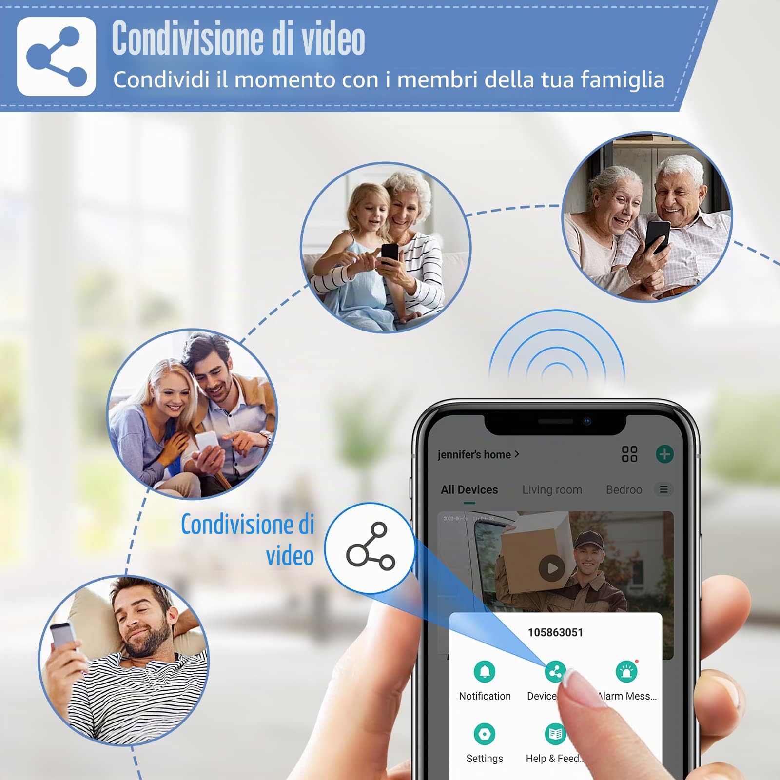 XTU Videocitofono WiFi Senza Fili, 1080P FHD Video Campanello con Suoneria, Rilevamento Umano PIR, Audio Bidirezionale, Batteria 5000mAh, Supporta Scheda SD e Cloud, IP66