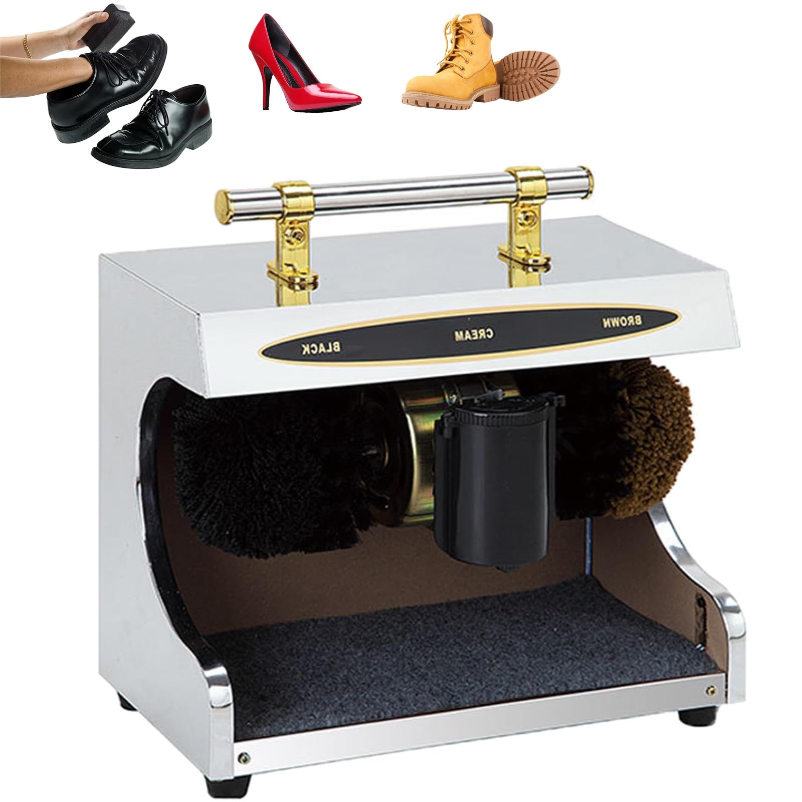 Lucidatrice per scarpe a induzione completamente automatica, lucidatrice elettrica per scarpe da 1400 giri/min con manico per uso domestico e commerciale