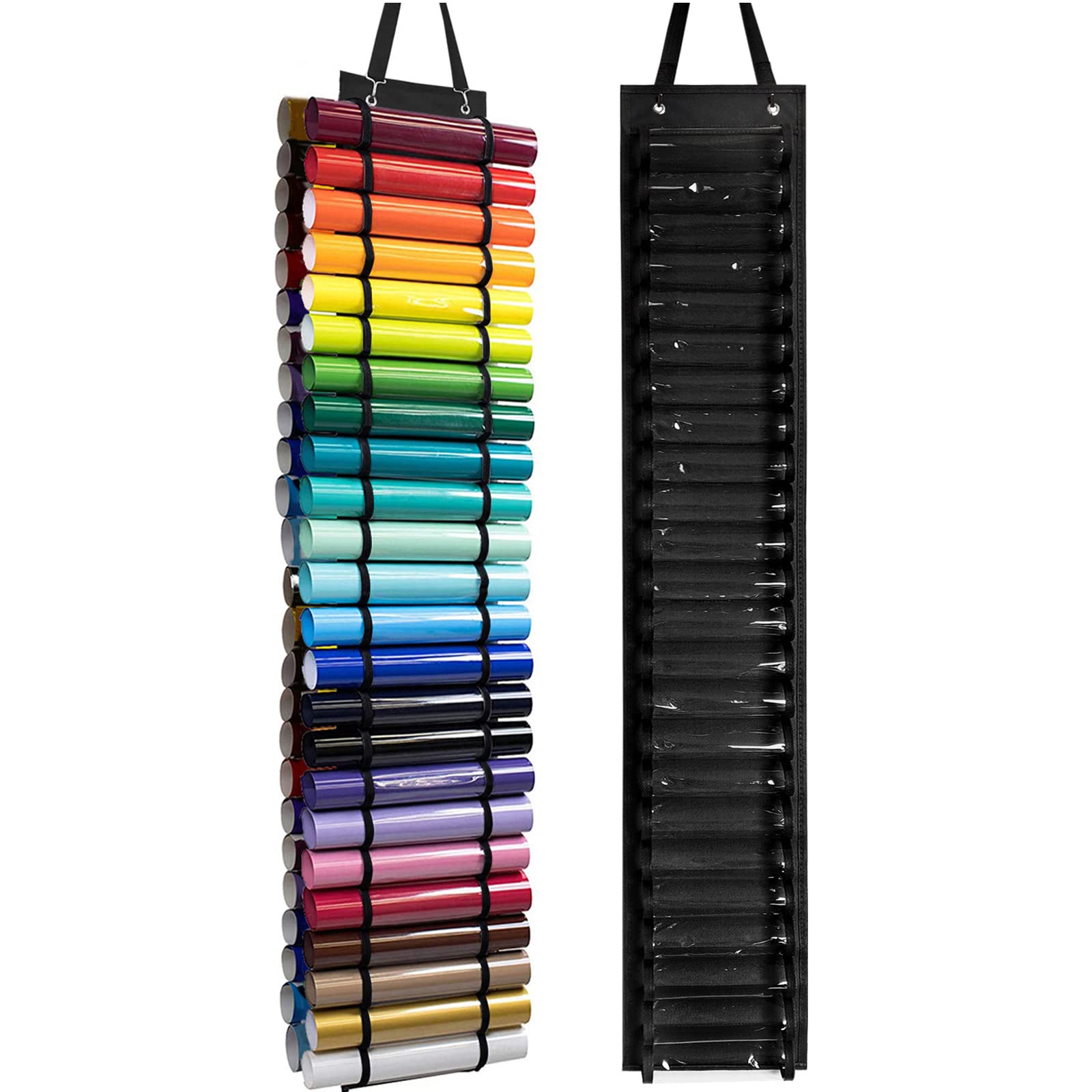 Buxuaaaa Roll Holder 24 48 Roll Slots Hanging Storage Organizer Wall Mount Storage Holder Rack for Room Wall Mount Mounted Arts and Craft Organizer
