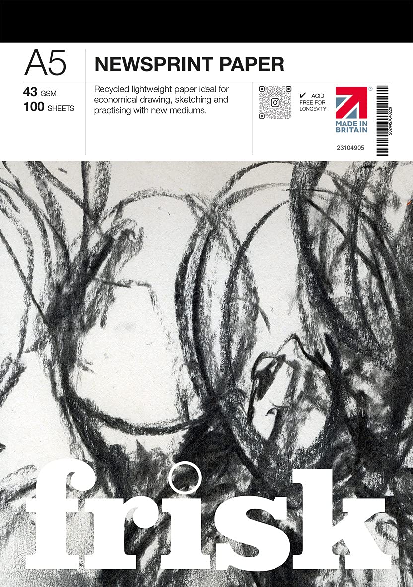 Frisk A5 Newsprint Pad, Paper, White, 22 x 15 x 1 cm