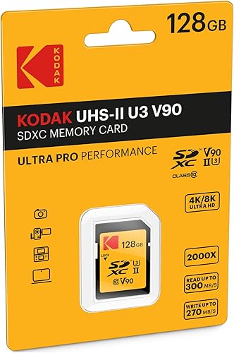 Miniatura 2 de Kodak 128GB UHS-II U3 V90 Ultra Pro SDXC Memory Card - Up to 3000MBs Read Speed and 270MBs Write Speed