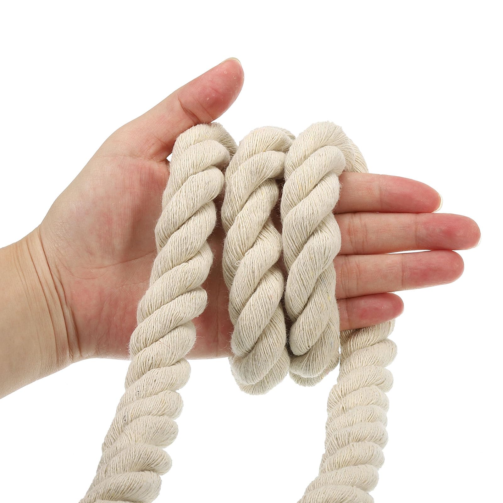 PATIKIL 3/4 Inch x 50ft Natural Twisted Cotton Rope, 3 Strand Strong Thick Cotton Tug of War Rope for Railings Crafts Home Decor White - Image 4