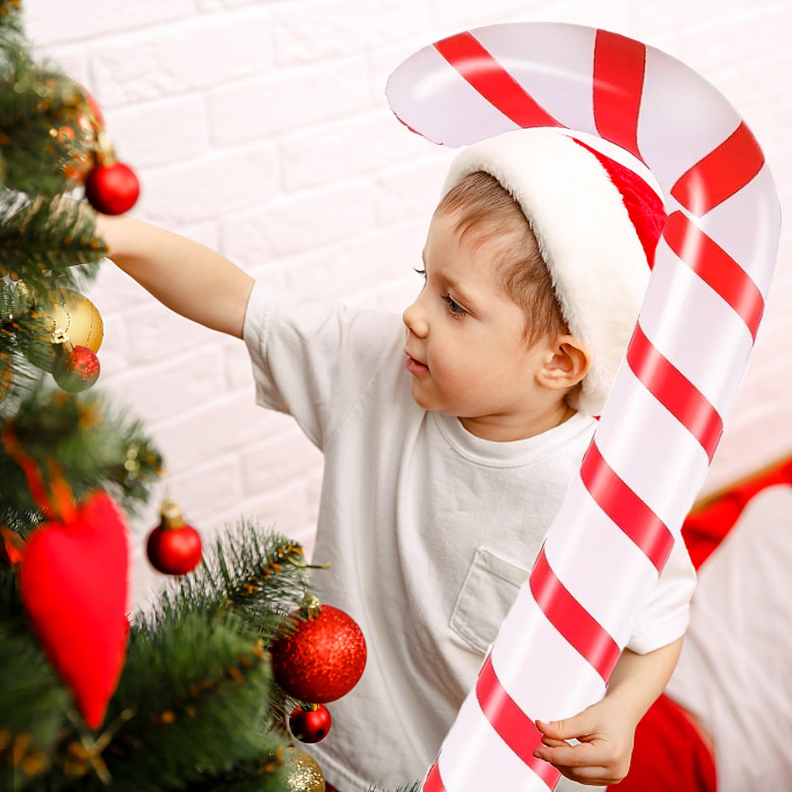 Canne En Bonbon Géante Gonflable Noël – Déco Intérieur Et Extérieur 130 Cm, En PVC, Pour Ambiance Festive