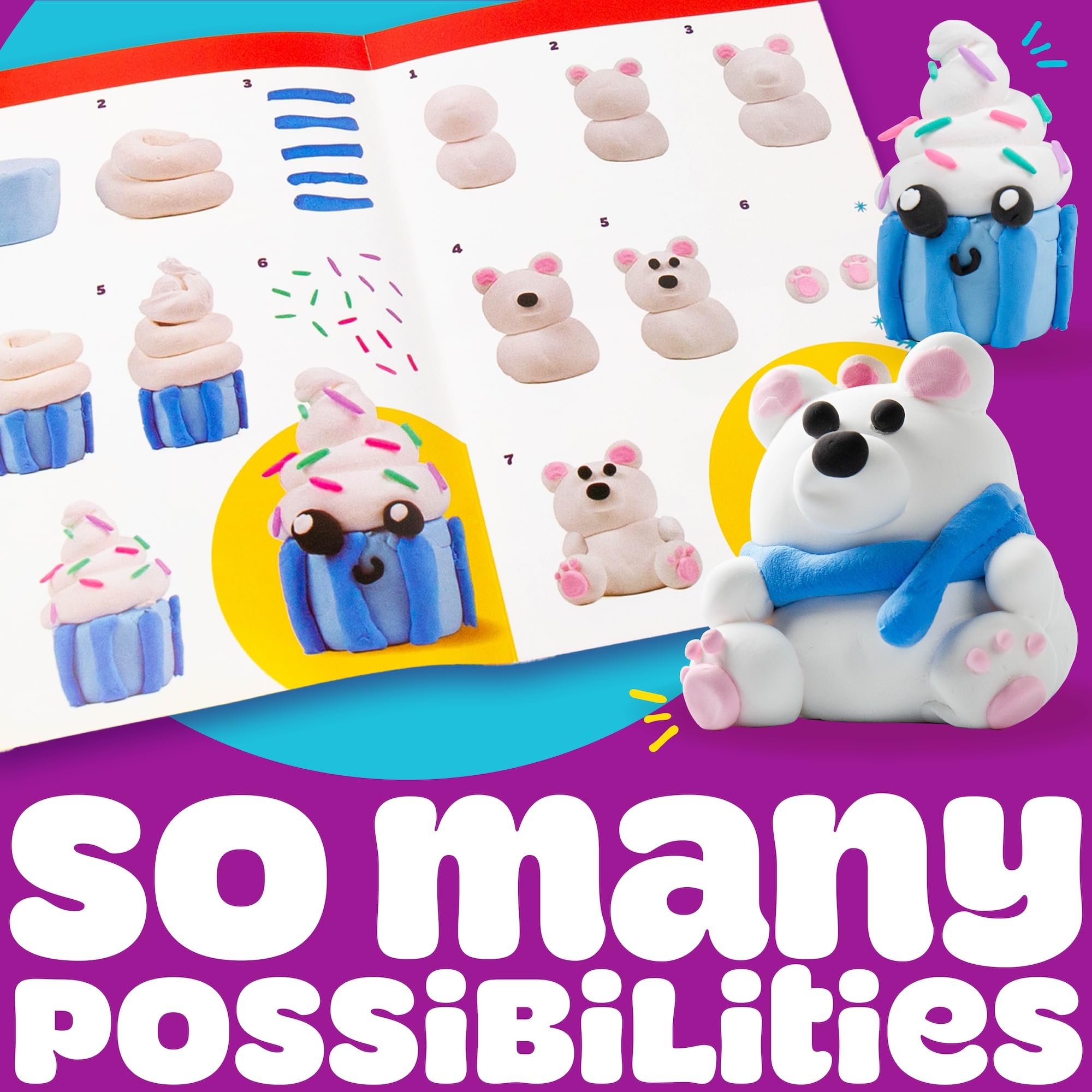 Play-Doh Secchio di argilla bianca ad aria secca, 1,134 g, 5 argille essiccanti all'aria in sacchetti richiudibili, non richiede cottura, con guida ai progetti e conservazione portatile, scolpire e
