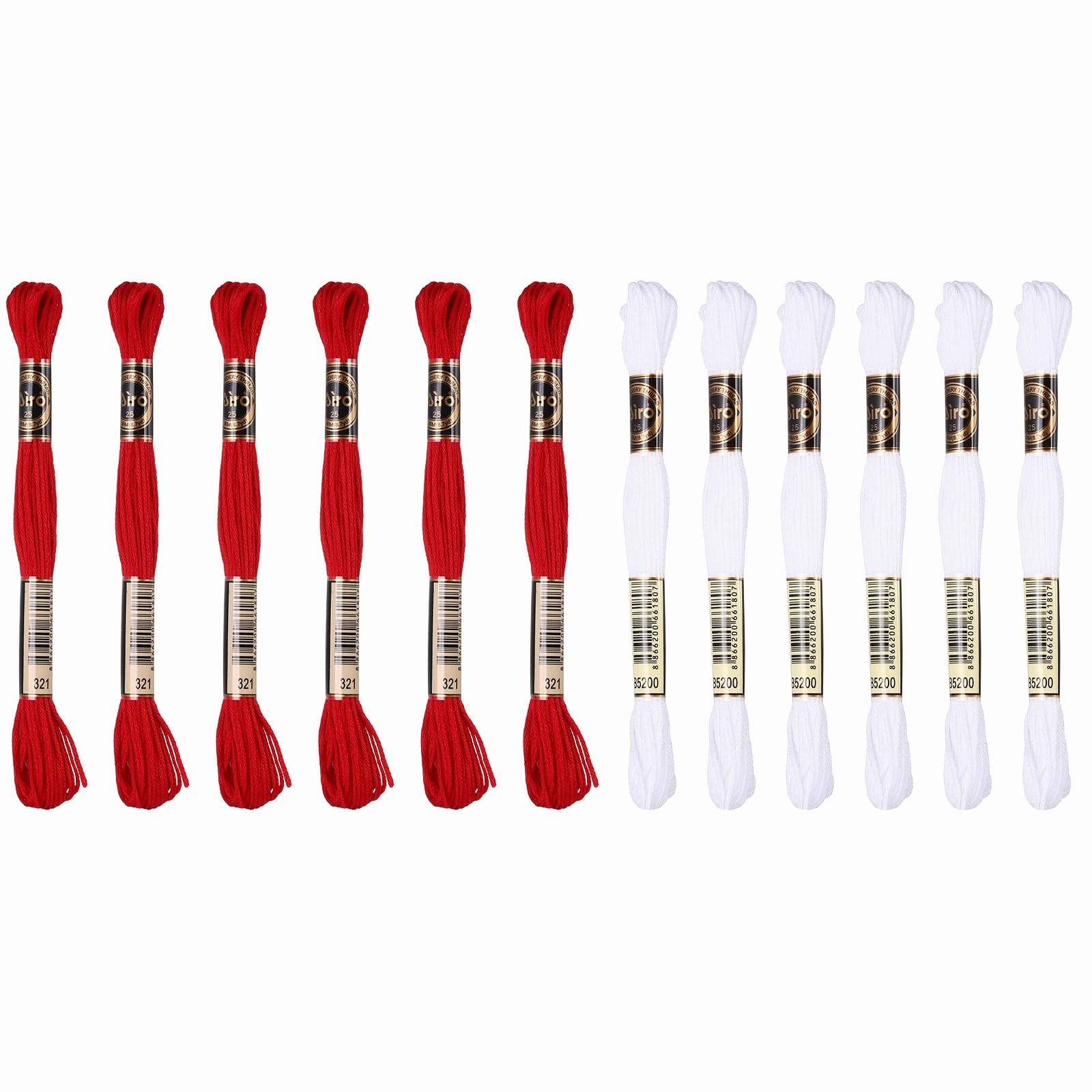 PATIKIL 12 Skeins Embroidery Floss Polyester Embroidery Threads Bracelets String for Cross-Stitch Hand Embroidery, White/Red