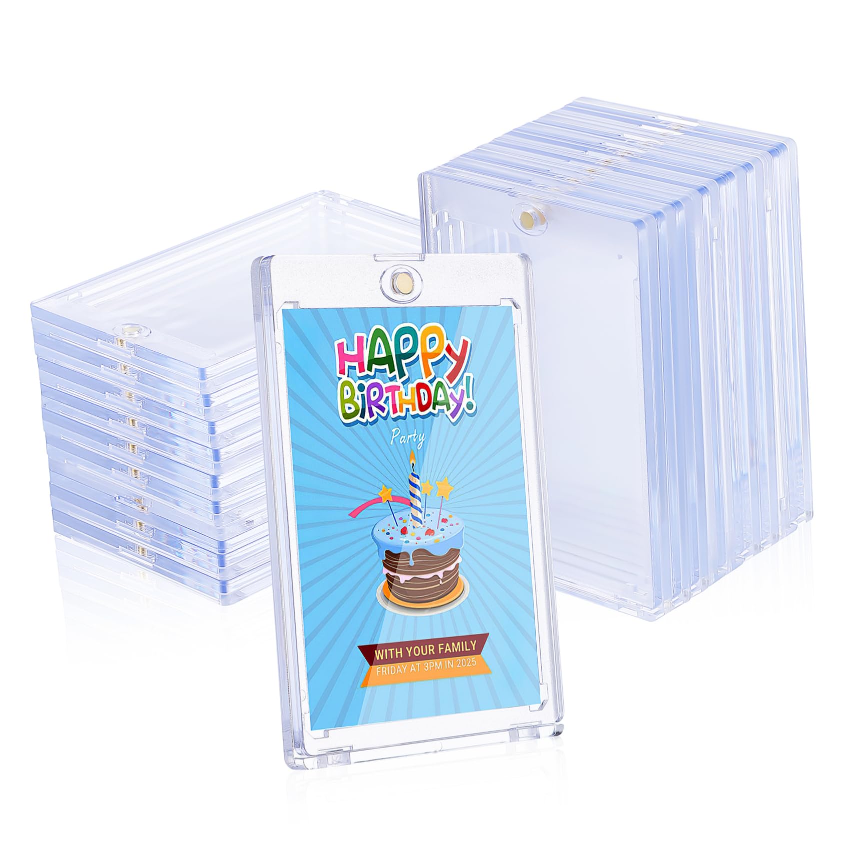 TOYANDONA 18 Pezzi Porta Carte Magnetici in Ps, Protezione per Carte da Gioco e Collezionabili, Chiusura Magnetica e Visibilità Chiara, Uso Versatile