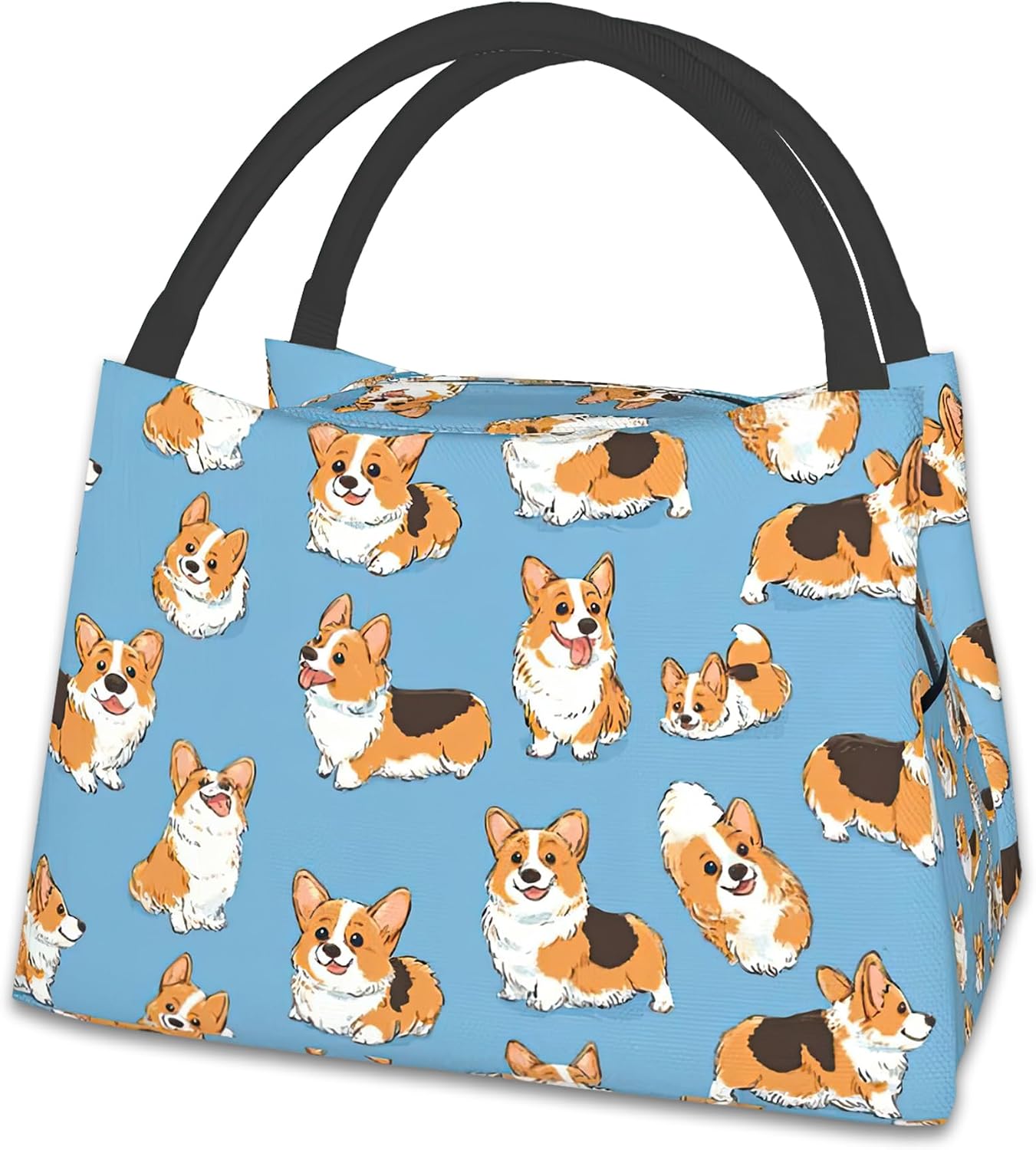 Lunch Bag for Women,Cute Corgi Dog Kids Lunchbox Reusable Insulated Lunch Box Large Capacity Lunch Tote Bag for Work, Picnic or Travel